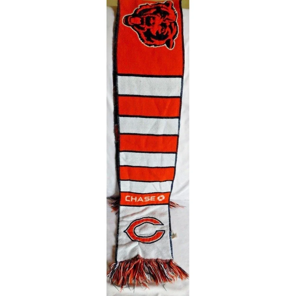 NFL Chicago Bears Orange/White/Blue Scarf with Fringe Chase Promo